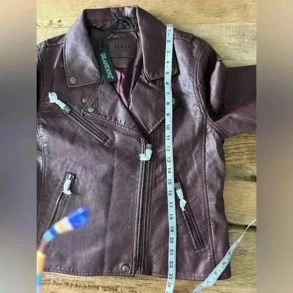 NWT Blank NYC Vegan Leather Moto Jacket ~ Large ~ Burgundy/Maroon - Picture 9 of 9
